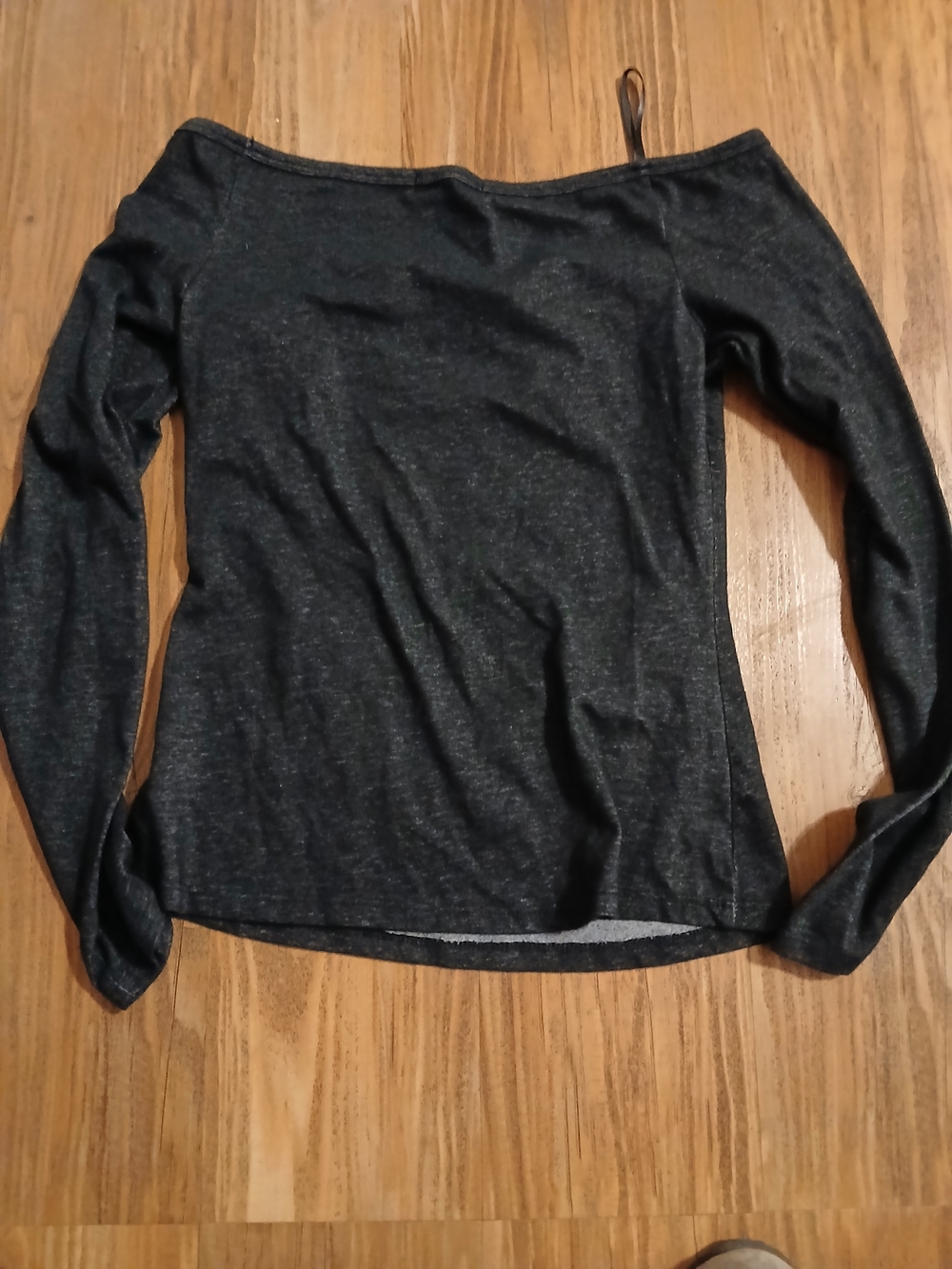Guess Dark Charcoal Off-Shoulder Long Sleeve Top